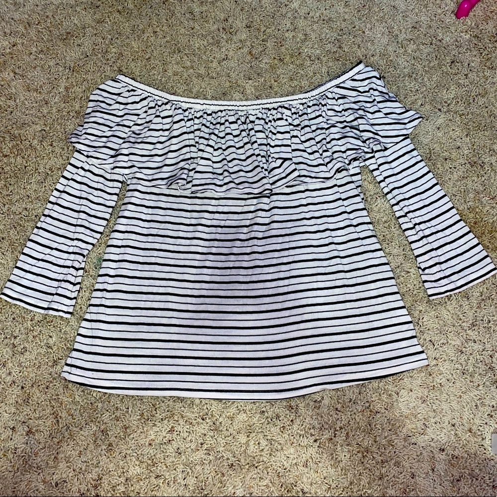 Medium striped American eagle off the shoulder top